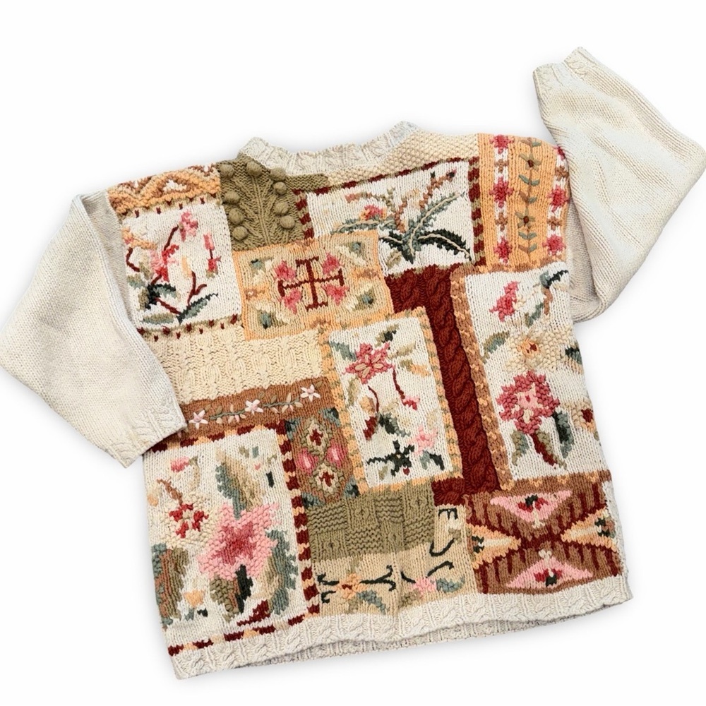 JENNIFER REED Vintage Cottagecore Hand Knit Sweater Size L